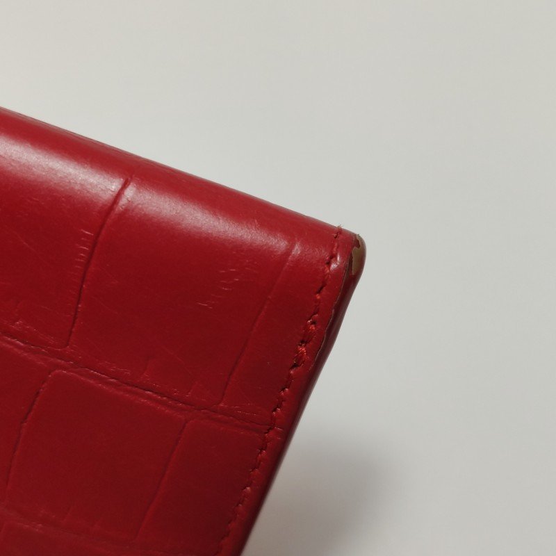 Saint Laurent Cassandre 牛皮 純色 鱷魚 壓花 YSL 標志 卡包 零錢包-12