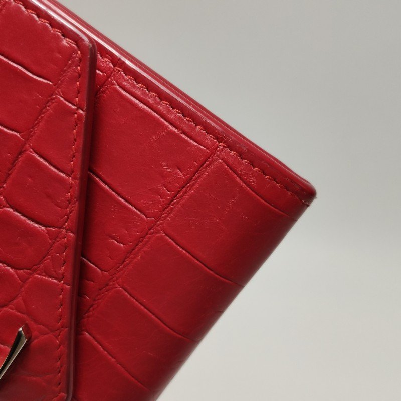 Saint Laurent Cassandre 牛皮 純色 鱷魚 壓花 YSL 標志 卡包 零錢包-15