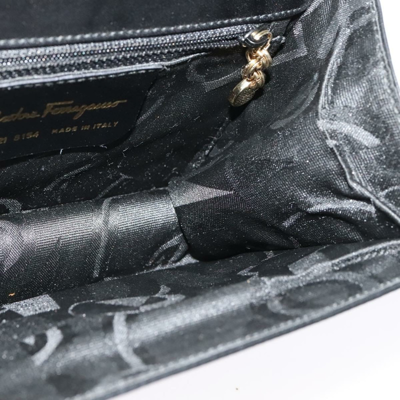【日本直送】Salvatore Ferragamo Gancini 皮革肩背包 黑色 金色 正品 137001-17