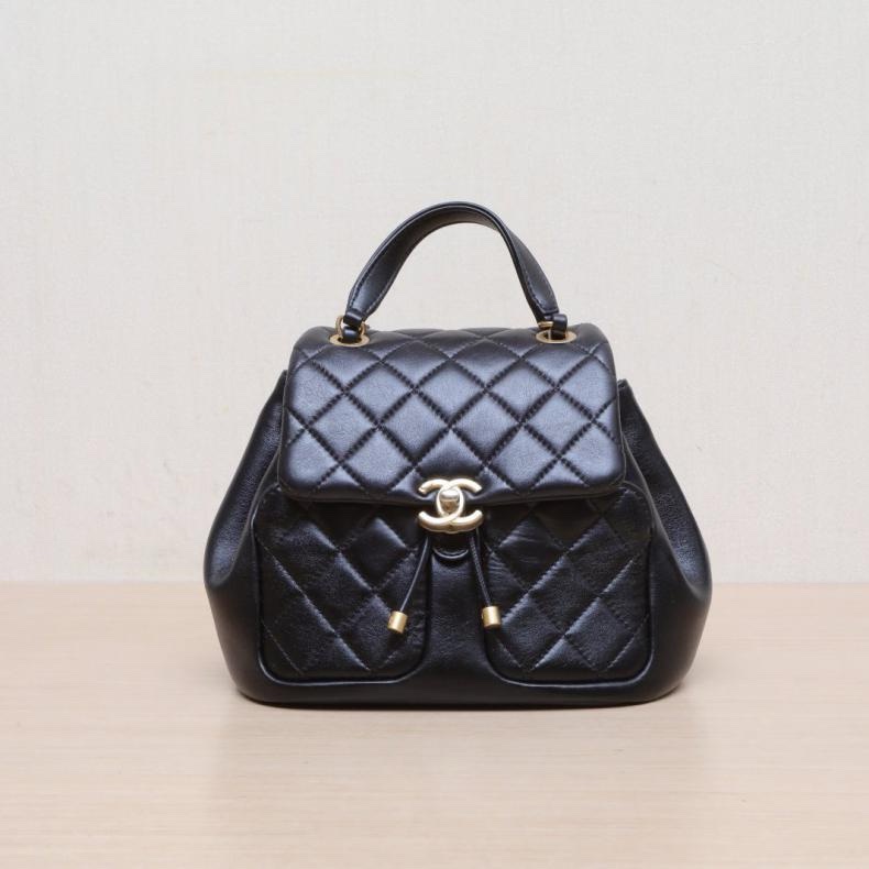 CHANEL(香奈兒)  黑色  晶片開 金扣 23k 隱藏款 經典菱格紋 雙肩包-0