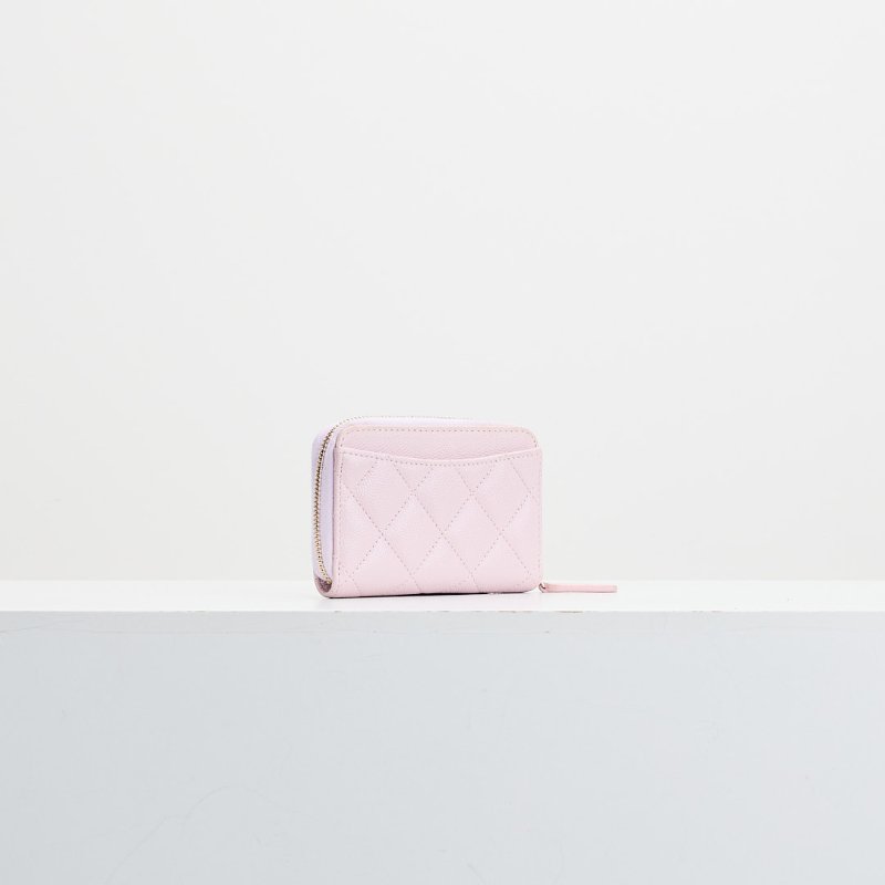二手Chanel 新款拉鍊零錢包/粉色金釦-2
