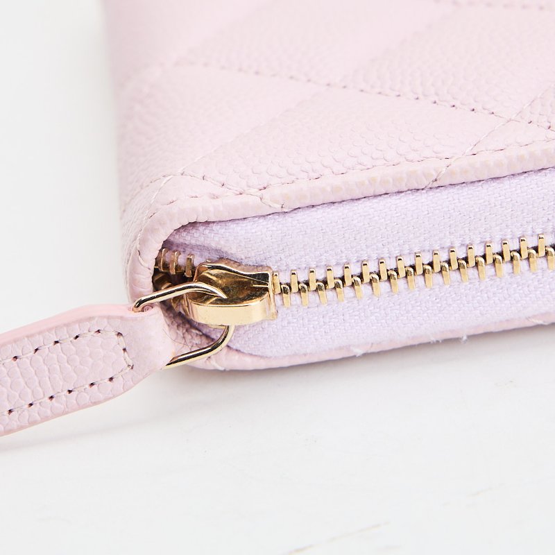 二手Chanel 新款拉鍊零錢包/粉色金釦-9
