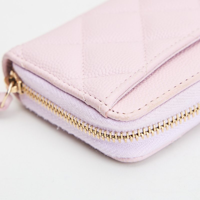 二手Chanel 新款拉鍊零錢包/粉色金釦-10