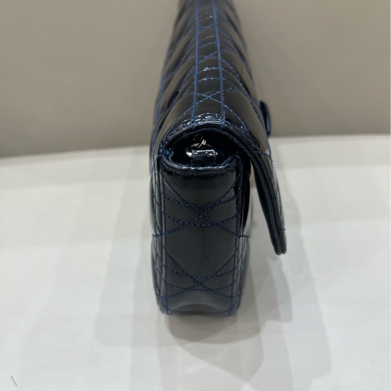 新到🍁Dior miss dior黑色漆皮鏈條包 22*11*5 黑銀高級-5