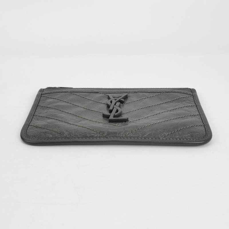 Saint Laurent Niki 油蠟皮 純色 YSL標誌 手拿包-4