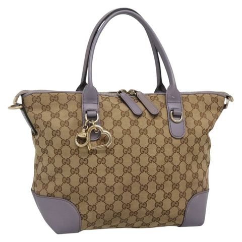 GUCCI GG 帆布心形托特包金色米色 269957 正品 BA4579