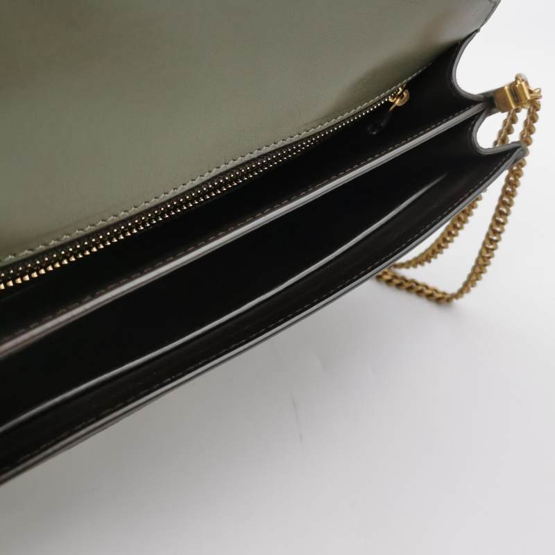 Saint Laurent Cassandra 牛皮 翻毛皮 YSL標誌 信封式翻蓋 斜背包 單肩包-7