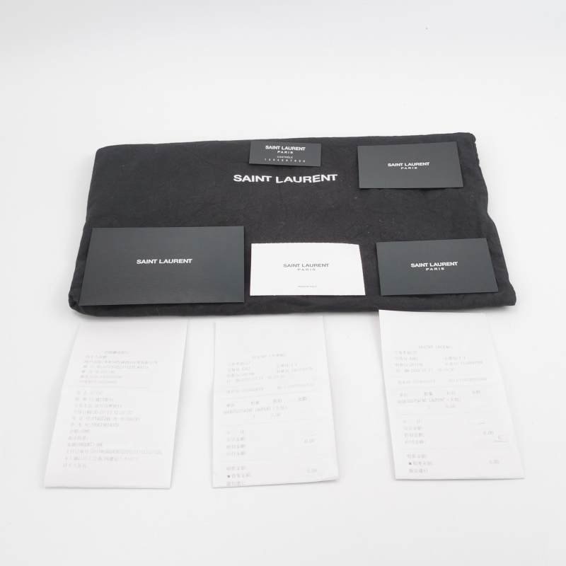 Saint Laurent Cassandra 牛皮 翻毛皮 YSL標誌 信封式翻蓋 斜背包 單肩包-9