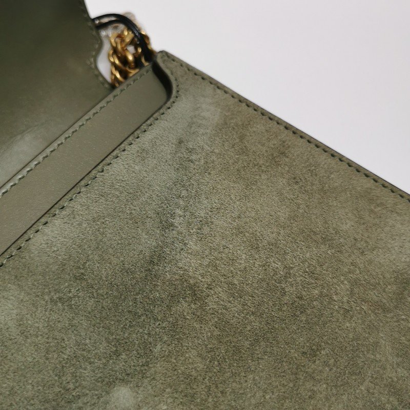 Saint Laurent Cassandra 牛皮 翻毛皮 YSL標誌 信封式翻蓋 斜背包 單肩包-16