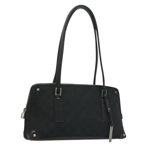 GUCCI GG 帆布單肩包 黑銀 001 4283 正品 133311