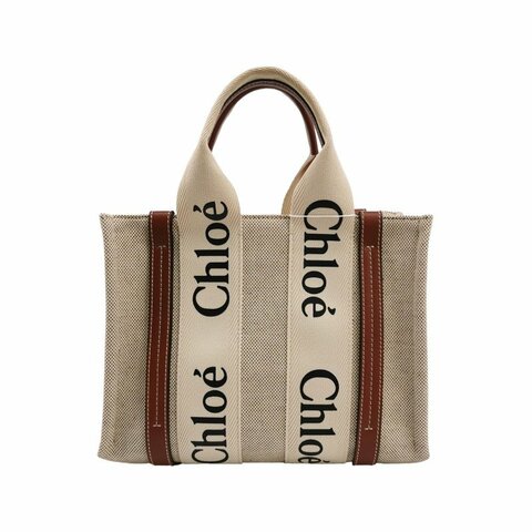 Chloe Woody 小號 牛皮 帆布 字母 Logo標誌 緞帶 手提包