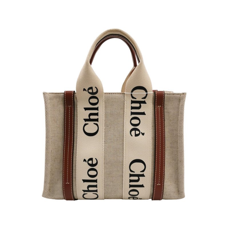 Chloe Woody 小號 牛皮 帆布 字母 Logo標誌 緞帶 手提包-0