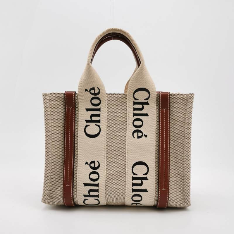 Chloe Woody 小號 牛皮 帆布 字母 Logo標誌 緞帶 手提包-2
