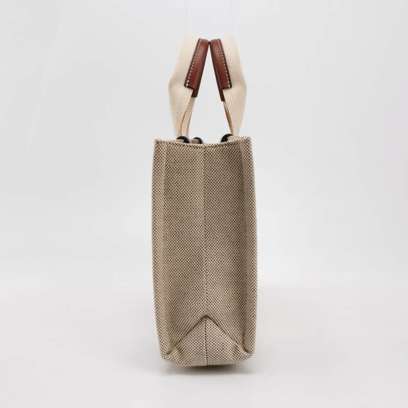 Chloe Woody 小號 牛皮 帆布 字母 Logo標誌 緞帶 手提包-3