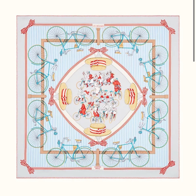 全新 特價🍊Hermes 愛馬仕 Silk scarf 70 方巾 絲巾🧣Les Bécanes 絕版復刻-2