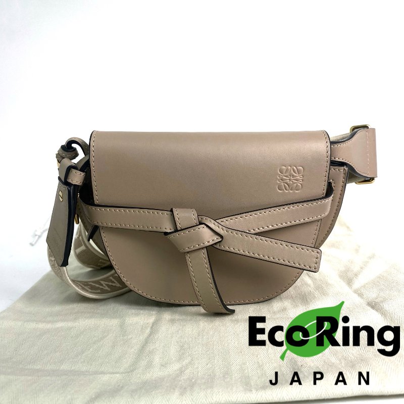 △ Loewe 羅意威 Beige Calfskin Gate Dual Shoulder Bag 淺褐色小牛皮肩背袋 - 257016481-0