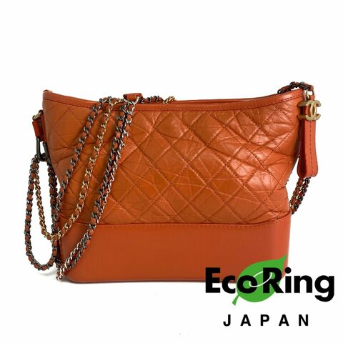 △ Chanel 香奈兒 Orange Lambskin Silver And Gold Tone Metal And Ruthenium-Finish Metal Gabrielle Chain Shoulder Bag No.26 橙色小羊皮銀色和金色金屬鍍釕金屬鎖鏈肩背袋No.26 - 257016494