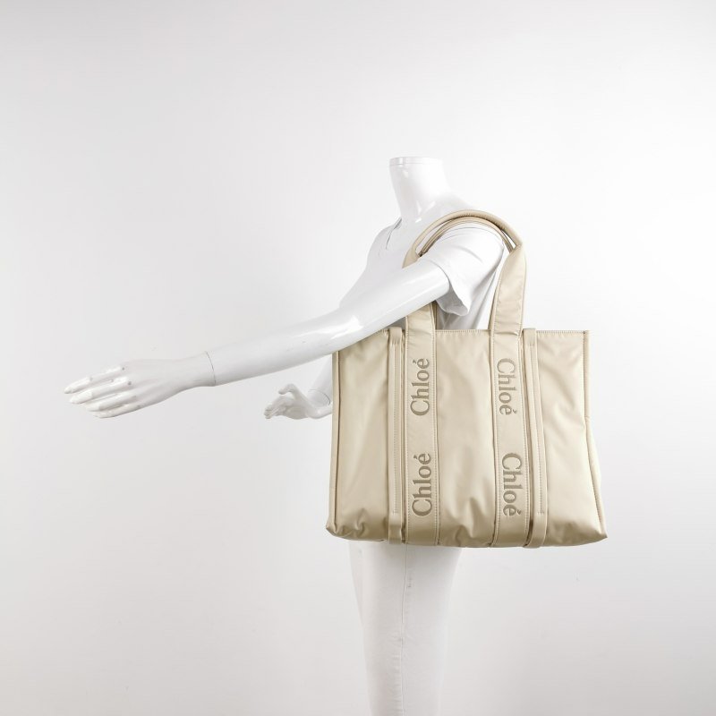 Chloe Woody 大號 尼龍布 標誌 緞帶 單肩包 手提包-1