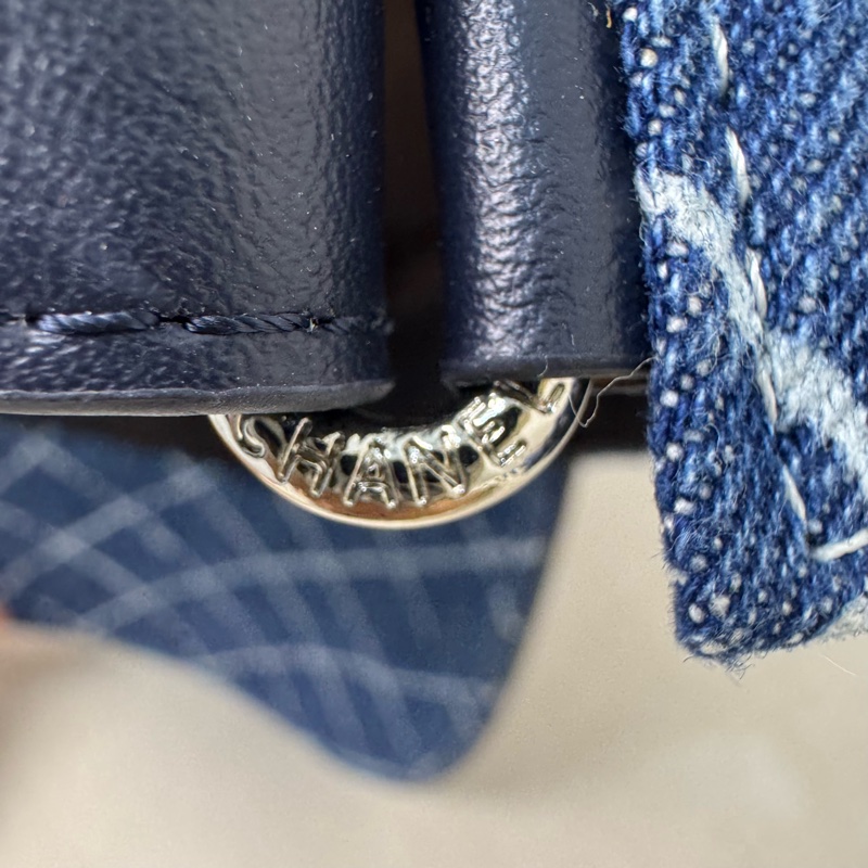 Chanel 藍色牛仔菱格紋 棒球帽-5