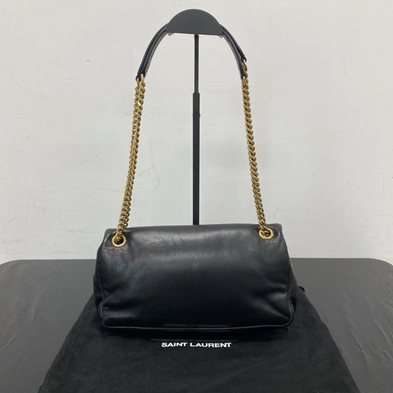 YSL Calypso黑金羊皮肩背斜背包 26*14*7 98新配件塵袋-7