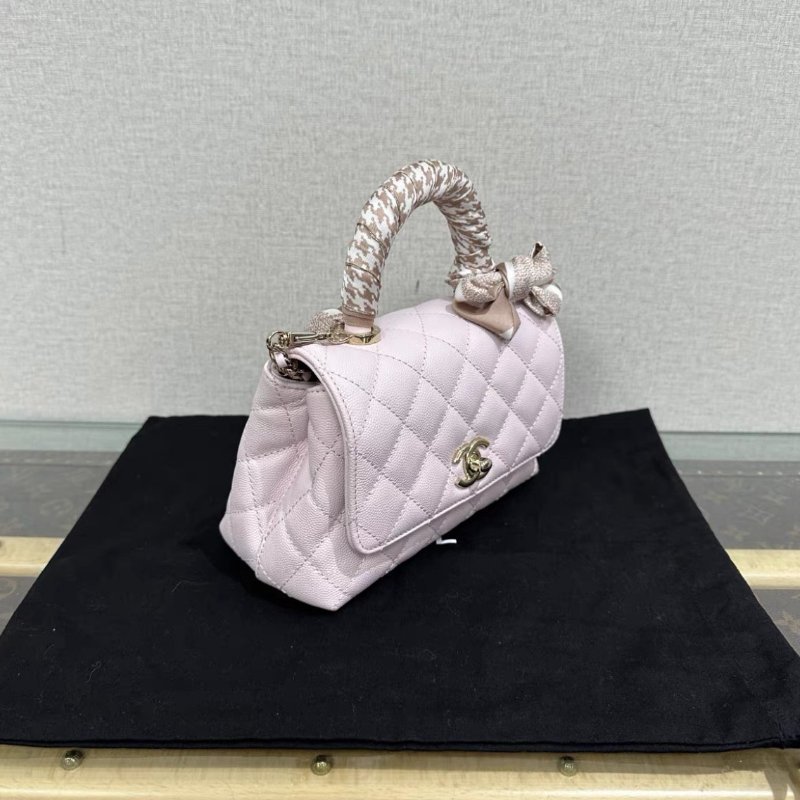 CHANEL 粉金 cocohandle mini手提斜背包 芯片款 19*12*8 全新閒置配件塵袋絲巾-1