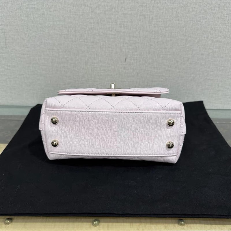 CHANEL 粉金 cocohandle mini手提斜背包 芯片款 19*12*8 全新閒置配件塵袋絲巾-3
