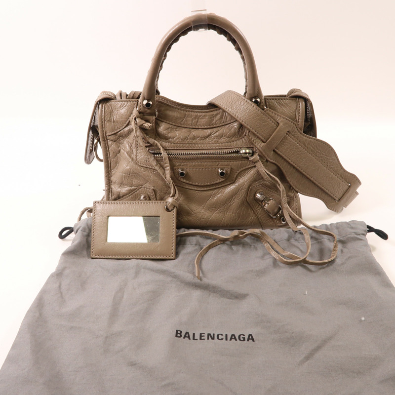 BALENCIAGA 牛皮皮革Mini City銀扣手挽肩背兩用袋-8