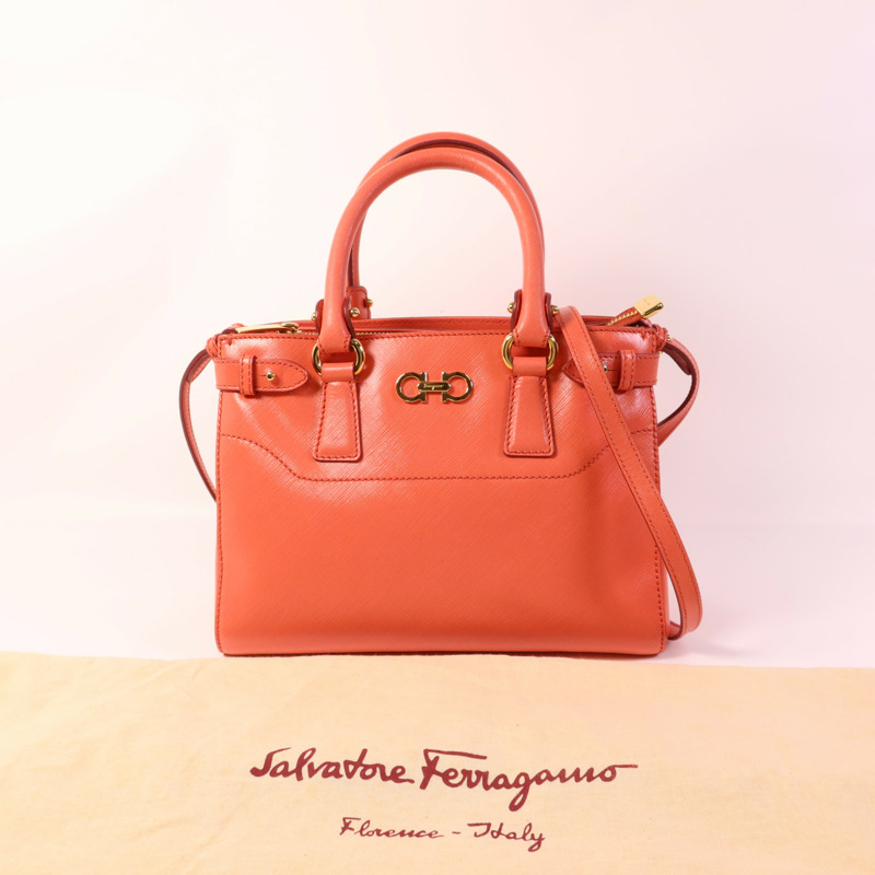 Salvatore Ferragamo 牛皮皮革2 Way Shoulder Bag金扣手挽肩背兩用袋-13