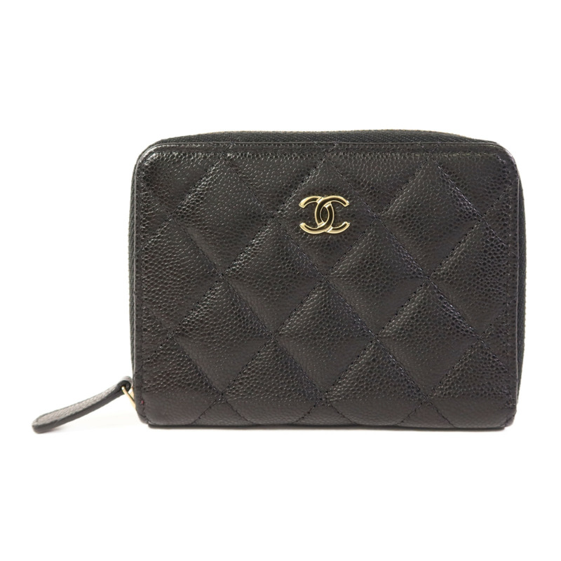 CHANEL 牛皮皮革Round Wallet金扣錢包-0