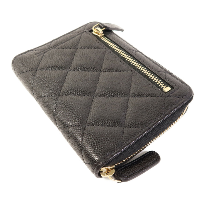 CHANEL 牛皮皮革Round Wallet金扣錢包-3