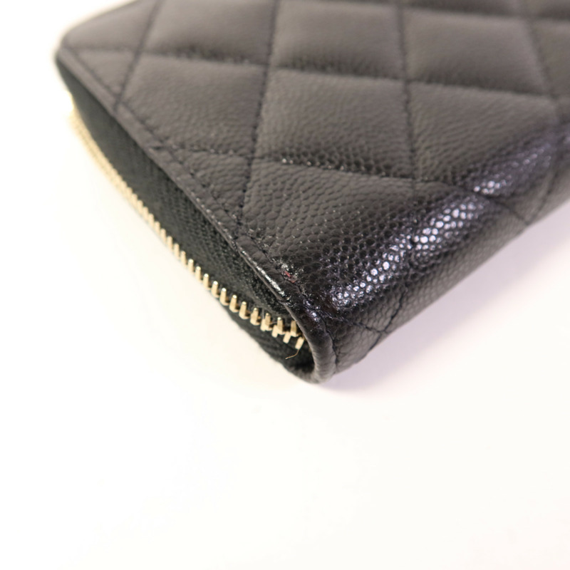 CHANEL 牛皮皮革Round Wallet金扣錢包-10