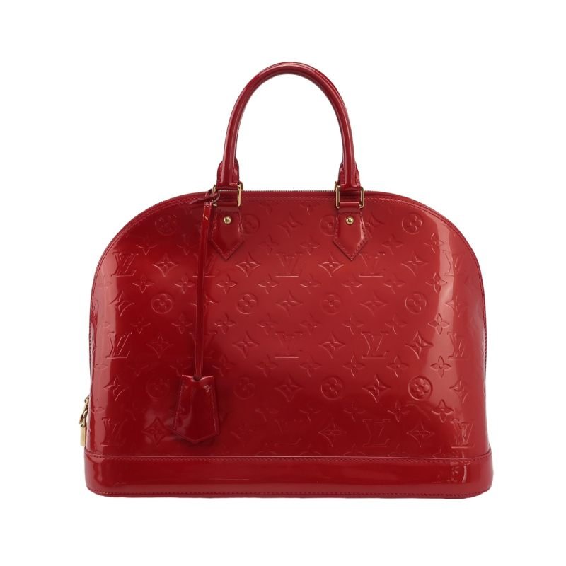 Louis Vuitton (LV) Alma 大號 漆皮 純色 老花 壓花 貝殼包 手提包-0