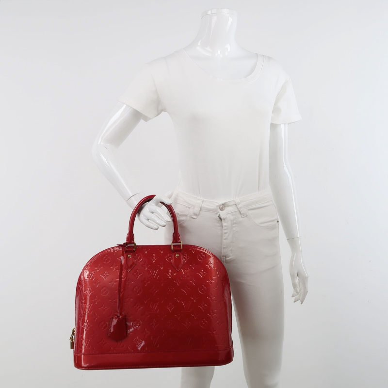 Louis Vuitton (LV) Alma 大號 漆皮 純色 老花 壓花 貝殼包 手提包-1