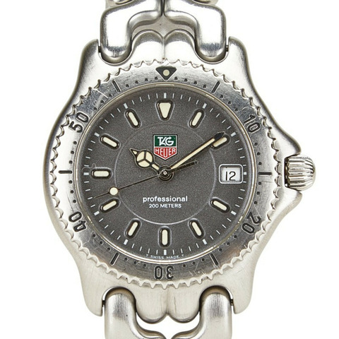 泰格豪雅 Cell Boys 手錶 WG1213-K0 石英灰色錶盤不銹鋼男 HEUER