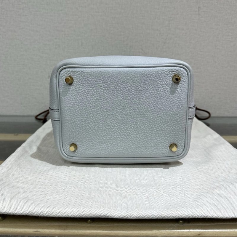 HERMES 聖杯藍金扣菜籃子18手提袋 18*18*13 99新配件盒子塵袋鑰匙鎖-5