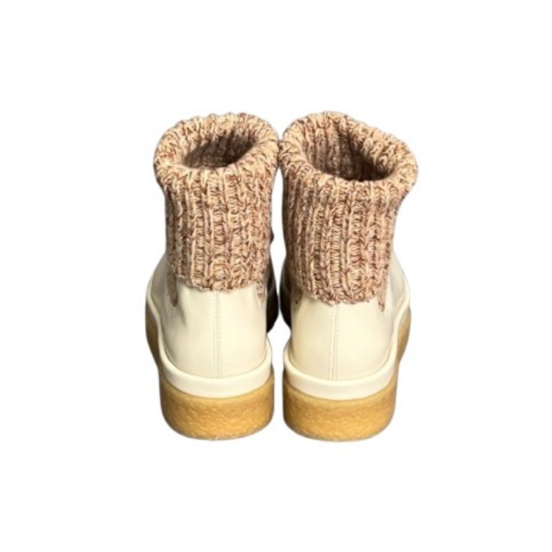 Chloé 奶白色羊毛針織皮革靴 38碼 秋冬季女鞋-4