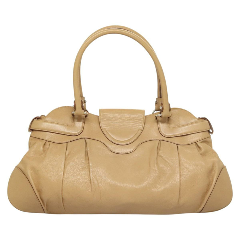 【日本直送】Salvatore Ferragamo Gancini 手提包 皮革 米色 銀色 正品 126621-1