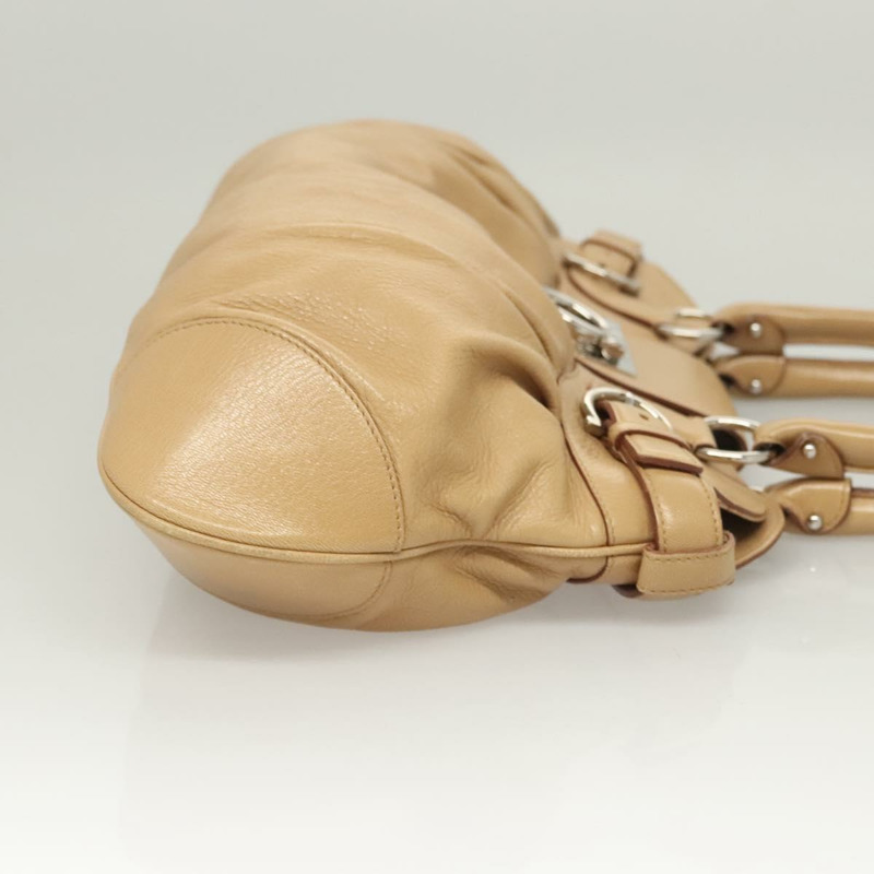 【日本直送】Salvatore Ferragamo Gancini 手提包 皮革 米色 銀色 正品 126621-2