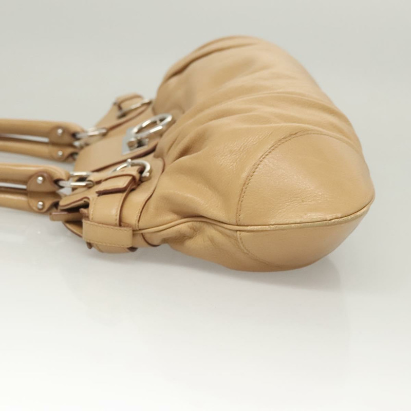 【日本直送】Salvatore Ferragamo Gancini 手提包 皮革 米色 銀色 正品 126621-3
