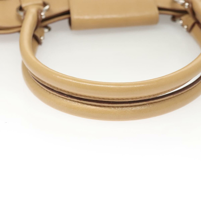 【日本直送】Salvatore Ferragamo Gancini 手提包 皮革 米色 銀色 正品 126621-6