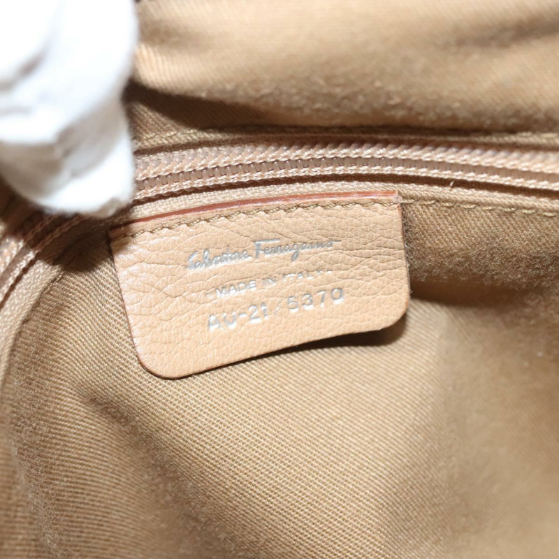 【日本直送】Salvatore Ferragamo Gancini 手提包 皮革 米色 銀色 正品 126621-11