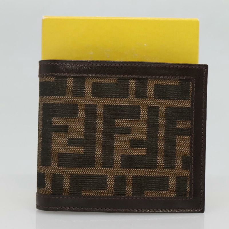 【日本直送】FENDI Zucca帆布雙折皮夾 黑色 棕色 正品 125018-11