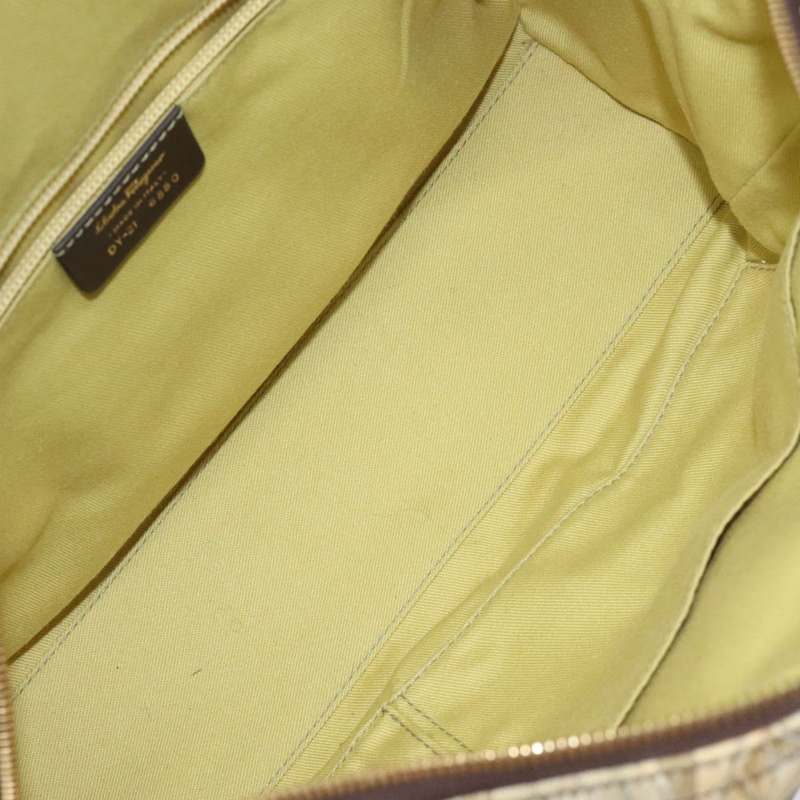 【日本直送】Salvatore Ferragamo Gancini 肩背包 帆布 米色金色 正品 126999-10