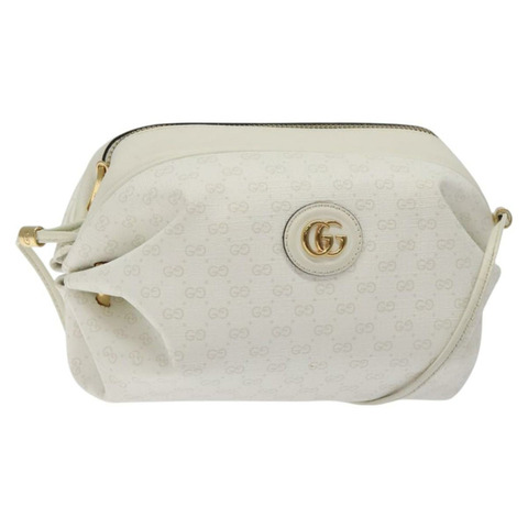 GUCCI 微型 GG Supreme 單肩包 PVC 白金 564580 授權 126953