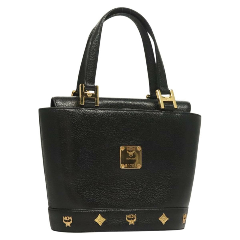 【日本直送】MCM 鉚釘手提包 皮革 黑金色 正品 126781-0