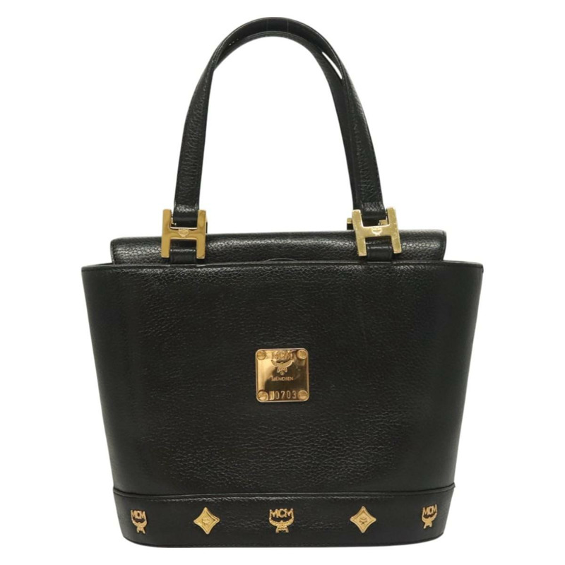 【日本直送】MCM 鉚釘手提包 皮革 黑金色 正品 126781-12