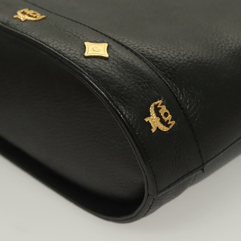 【日本直送】MCM 鉚釘手提包 皮革 黑金色 正品 126781-13