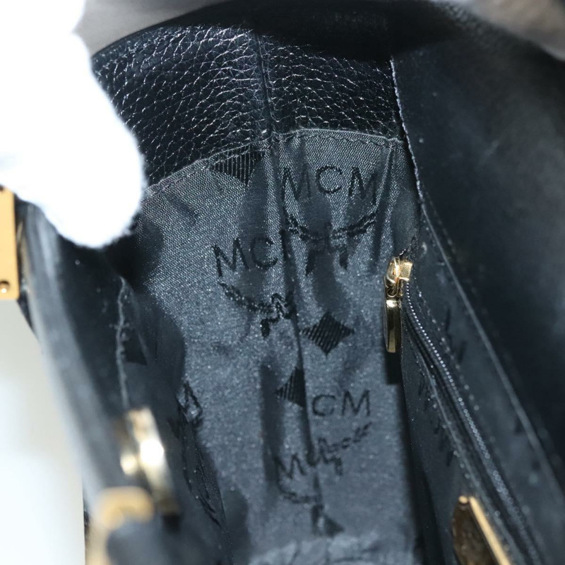 【日本直送】MCM 鉚釘手提包 皮革 黑金色 正品 126781-18