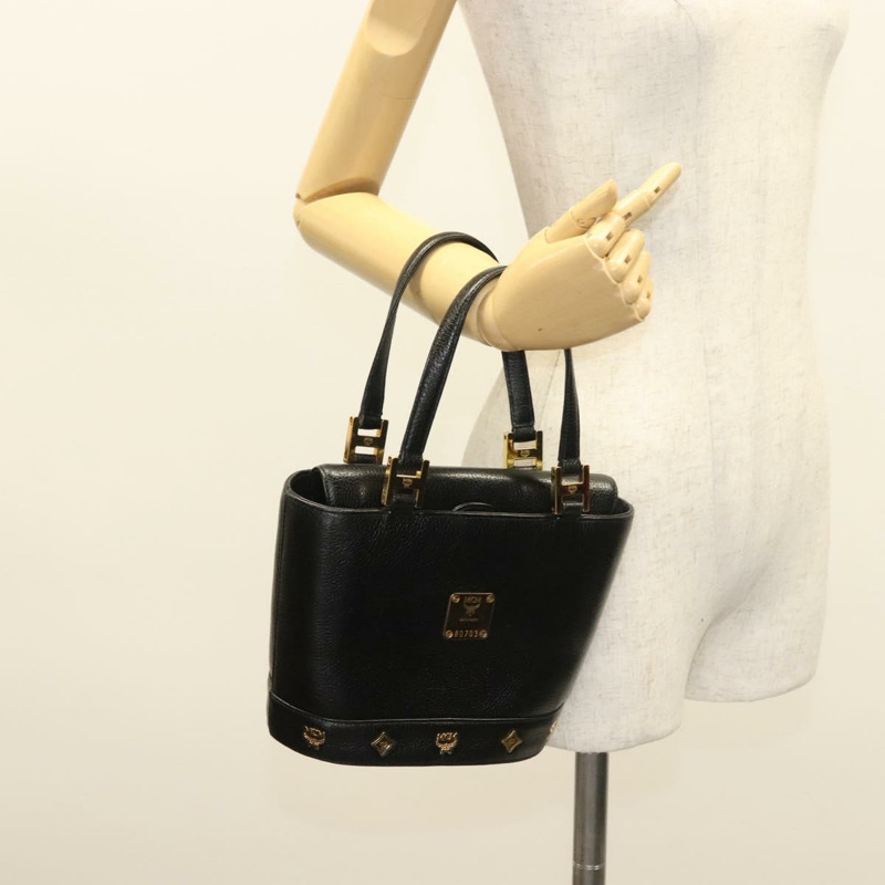 【日本直送】MCM 鉚釘手提包 皮革 黑金色 正品 126781-20