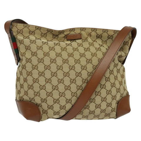 GUCCI GG 帆布單肩包 米色銀色 337598 正品 126845